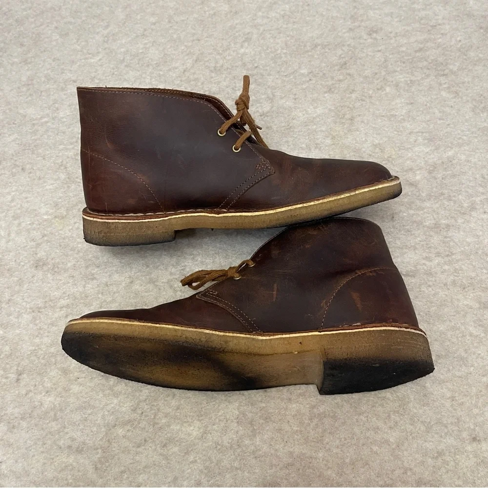 Clarks Originals Desert Brown Beeswax Leather Lace Up Chukka Boot Mens Size 9.5